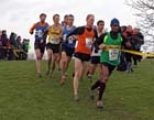 Yared Hagos (Wallsend) leads eventual winner Dan Garbutt (Durham City) during the senior mens North Eastern Cross Country, Champs., Temple Park, South Shields. Photo: David T. Hewitson/Sports for All Pics